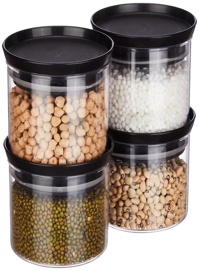 Floraware Plastic Storage Jar and Container Set I Air Tight & BPA Free Containers for Kitchen Storage Set I Grocery Kitchen Container Set I Multipurpose Jar, 500 Ml Each, (Black, Set of 4) - Image 1